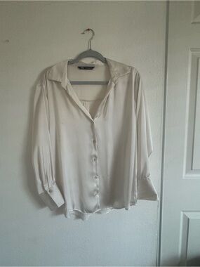 Silky Cream Button-Up Blouse